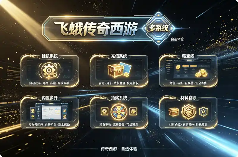飞蛾传奇西游·挂机/充值/藏宝阁/多开/抽奖/材料仓库/官职等多系统自选体验+搭建教程