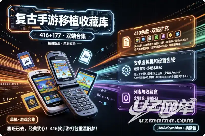 《JAVA+Symbian安卓移植游戏大合集》：416款经典手游+177款Gameloft J2ME移植作品，怀旧玩家必藏
