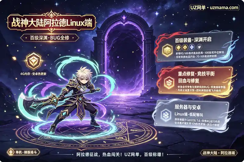 《战神大陆黑白境界阿拉德》横版闯关手游Linux端：新增95/100级武器+团本掉落优化，修复竞技与战士血量BUG